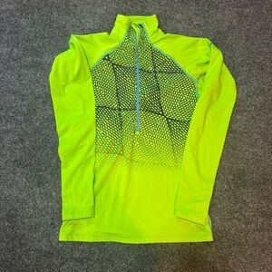 Nike Pro Womens Pullover Jacket Sz S Dri Fit Neon Green W Pattern Half Zip